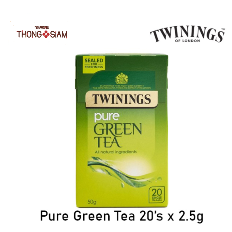 ทไวนิงส์ ชาเขียว เพียว กรีนที ชนิดซอง 2 5 กรัม แพ็ค 20 ซอง Twinings Pure Green Tea 2 5 g  Pack 20 Tea Bags ชา