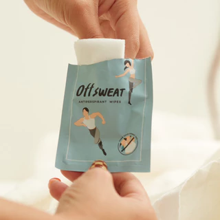 OFF SWEAT แผ่นเช็ดระงับเหงื่อ ระงับกลิ่นกาย รักแร้ขาว เรียบเนียน ไม่เป็นคราบ กำจัดแบคทีเรียใต้วงแขน