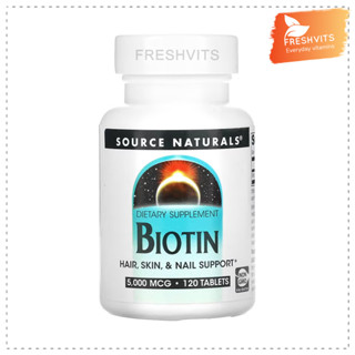 Source Naturals,Biotin, 5,000 mcg, 120 Tablets