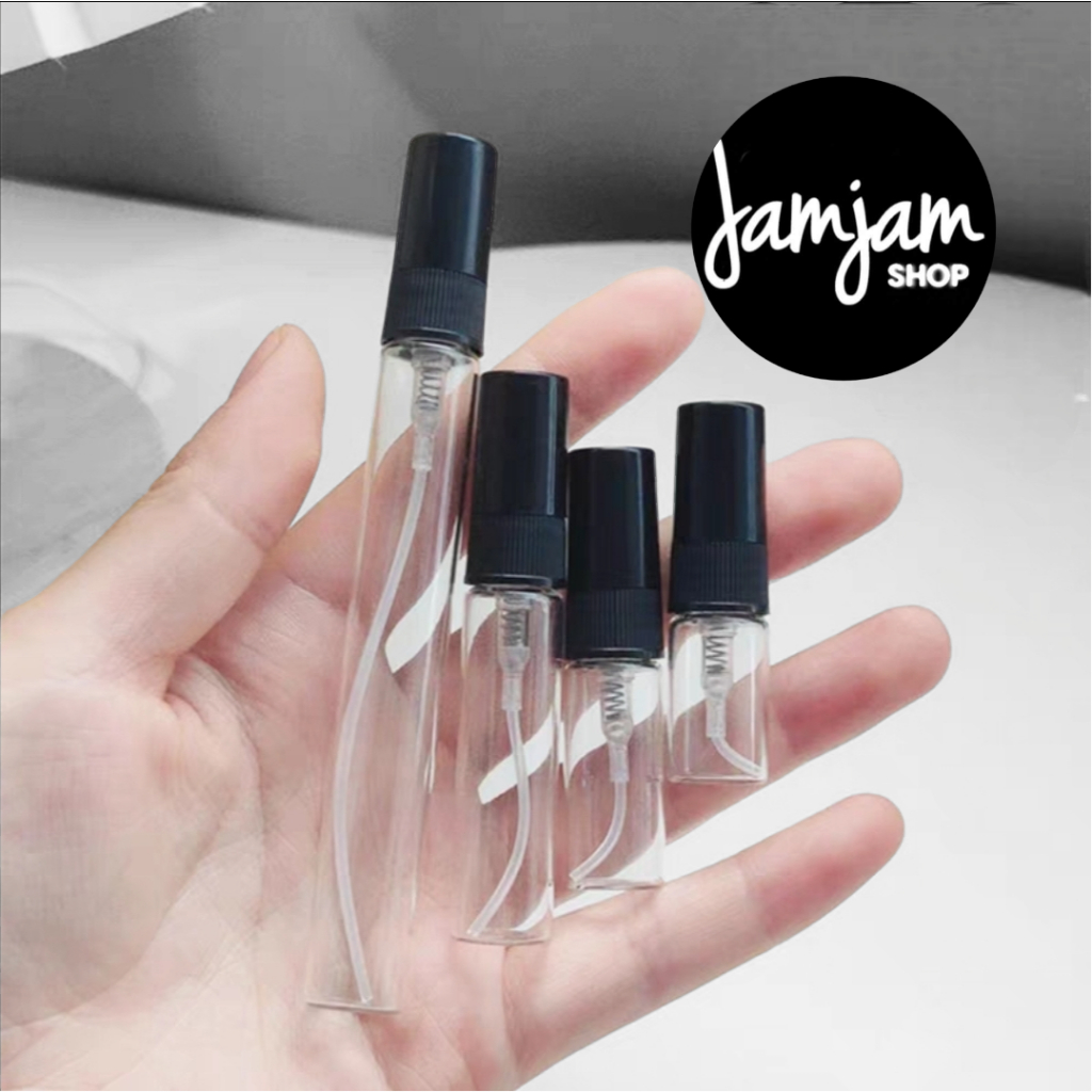 ขวดสเปรย์ ฝาสีดำ 2ml/3ml/5ml/10ml (แพ็ค 12 ขวด) ขวดแบ่งน้ำหอม ขวดน้ำหอม ขวดใส่น้ำหอม ขวดแก้ว ขวดสเปร