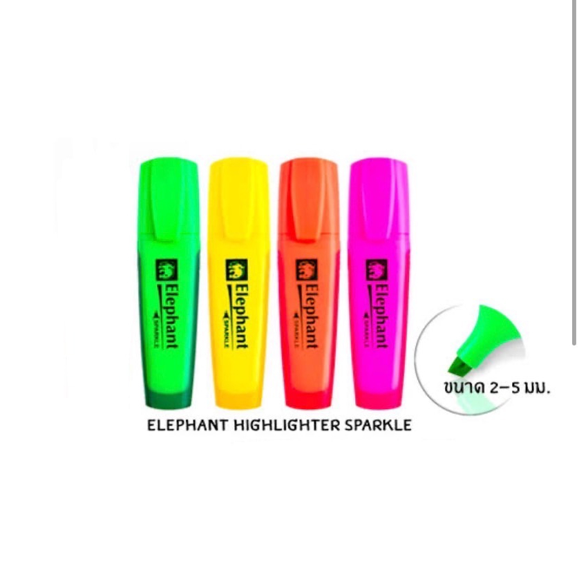 Elephant ปากกาไฮไลท์ ปากกาเน้นข้อความ รุ่น Sparkle คละสี จำนวน 4 ด้าม