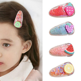 Pota Fashion Baby Girl Fruit Pattern Quicksand Sequin Bang Hair Clip Hairpin Headwear