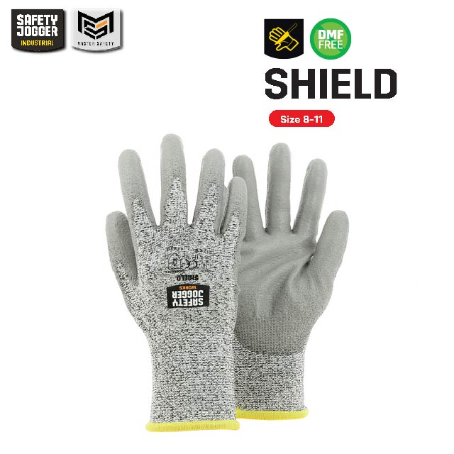 [ของแท้พร้อมส่ง] Safety Jogger รุ่น SHIELD ถุงมือเซฟตี้ HPPE ทนต่อการบาด 5/C ไร้รอยต่อ DMF FREE ได้มาตรฐานสากล
