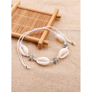 [SIS.SIE พร้อมส่ง] สร้อยข้อมือเชือก ตกแต่งเปลือกหอยสลับปลาดาว ปรับสายได้ #สร้อยไปทะเล