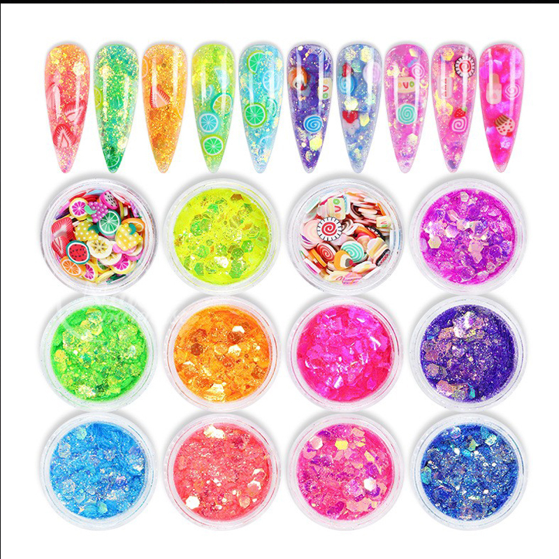 พร้อมส่งทุกวัน กลิตเตอร์ผสมฟีโม่ สำหรับตกแต่งเล็บ Glitter Mix - Glitter for Nails สีสันสดใส