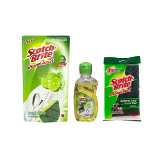 3M Scotch-Brite สก๊อตช์-ไบรต์ น้ำยาล้างจาน ชนิดเข้มข้น กลิ่นมะนาว 150มล. [1 ขวด] II 7101