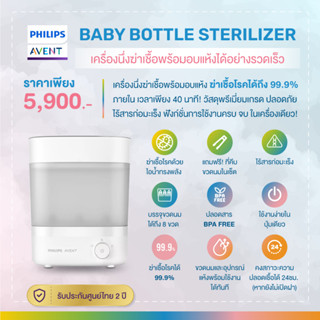 Philips Avent  เครื่องนึ่งฆ่าเชื้อพร้อมอบแห้งได้อย่างรวดเร็ว SCF293/00