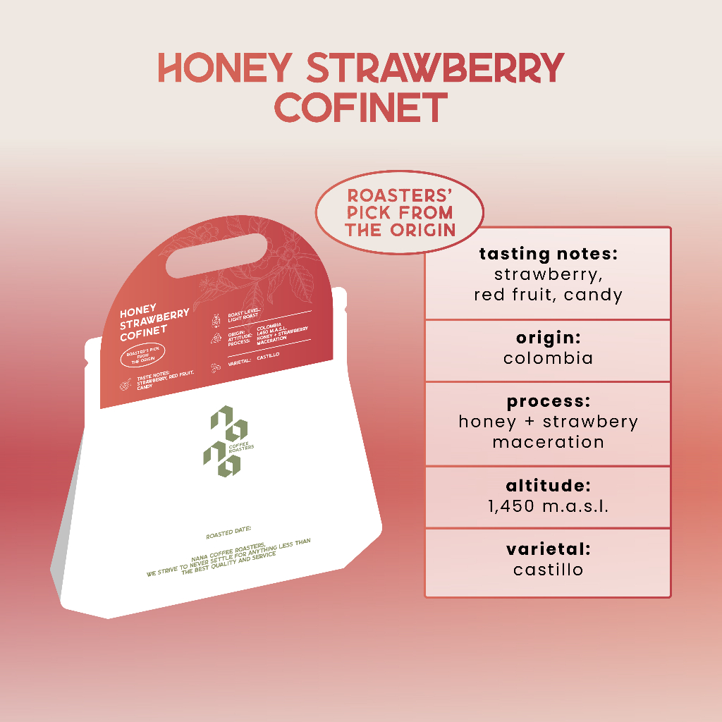 Honey Strawberry Colombia 100 g  คั่ว Light Roast เมล็ดกาแฟ