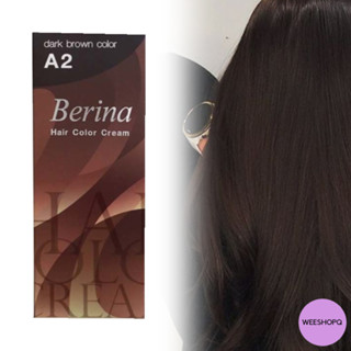 Berina A2 drack brown Hair Color 60 ml. เบอริน่า A2 สีน้ำตาลเข้ม 60 มล.