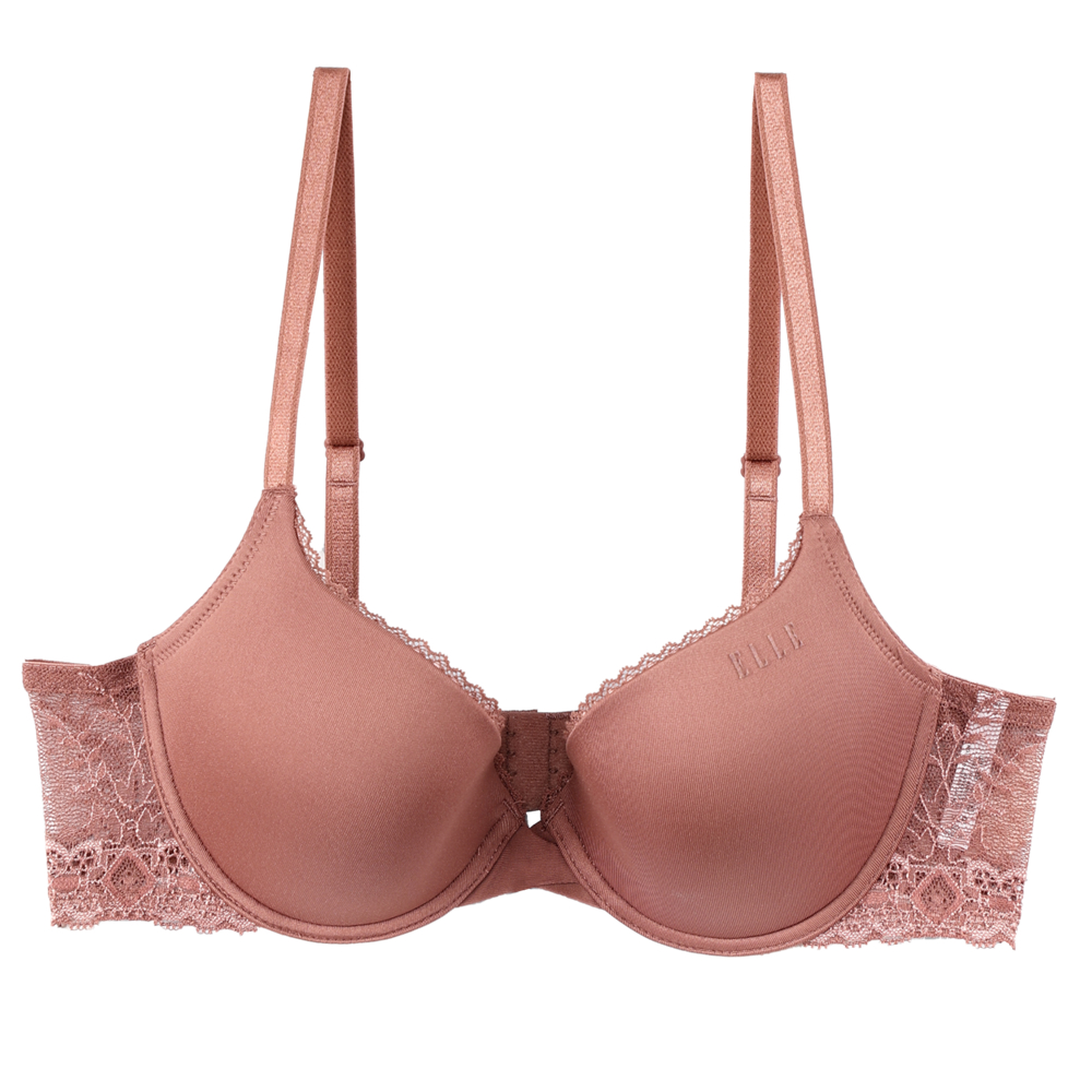 Elle Lingerie I Moulded Bra บราเต้าเรียบ มีโครงเสริม Pad ฟองน้ำ ตกแต่งลูกไม้ I LB6550CM