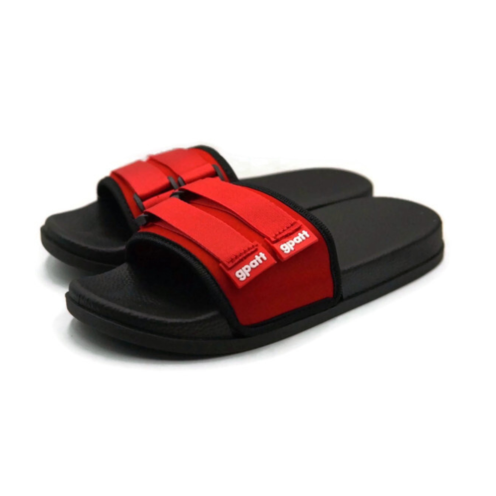 Gpatt : Double Velcro Stripes Sandals รองเท้าแตะสวมผู้หญิงแฟชั่นพื้นนุ่ม ลายคาดหลากสี รองเท้าแตะผู้ห