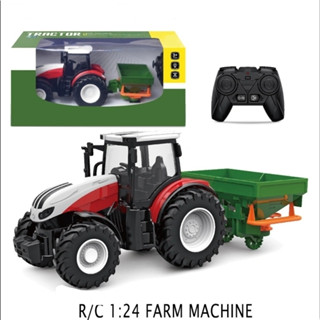 รถแทรกเตอร์ รถบังคับทำฟาร์ม TRACTOR FARM MACHINE รถกระจายปุ๋ยมีไฟ LED วิศวกรรมยานพาหนะ2.4G 1/24 RC รถบรรทุกฟาร์ม 6633