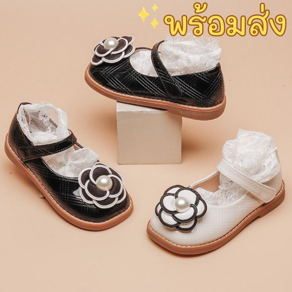 :)พร้อมส่งจากไทย#รองเท้าคัชชูประดับดอกคามิเลียน่ารักมาก