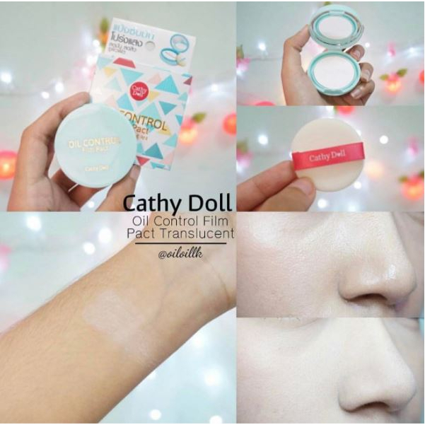 สีฟ้า🌈แป้งซับหน้ามัน 【ไม่เป็นคราบ ไม่อุดตัน】Cathy Doll Oil Control Film Pact Translucent