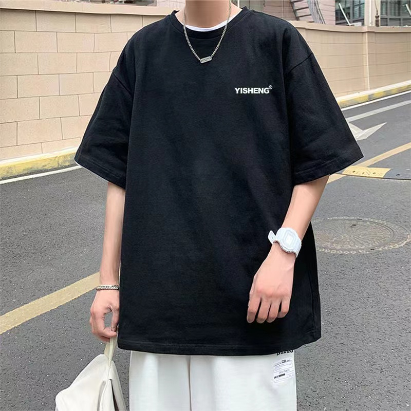 ผู้ชายและผู้หญิงใส่ได้ เสื้อยืดแขนสั้นพิมพ์ลายญี่ปุ่นย้อนยุคเรียบง่าย สไตล์ฮิปฮอป พลัสขนาดเสื้อยืด#222