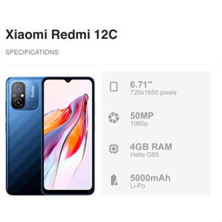 Xiaomi Redmi 12C  Ram/Rom 4/64 และ 4/128  แบตร5000 หน้าจอ 6.71  สินค้าใหม่ ประกันศูนย์