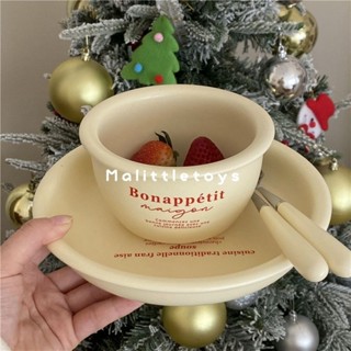 ♥พรีออเดอร์♥~ ชาม*จาน*ช้อนส้อมเซรามิกสีครีมลายตัวอักษรน่ารักตะปุ๊กตะปิ๊ก ~