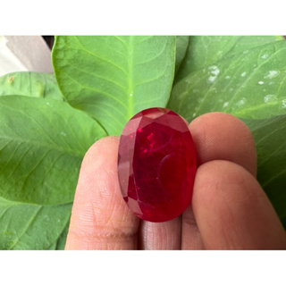 สีแดง LAB RED BURMA RUBY OVAL 15X20 mm(1 pcs) 25 carats ทับทิม พม่าเทียม25 กะรัต(CARATS)