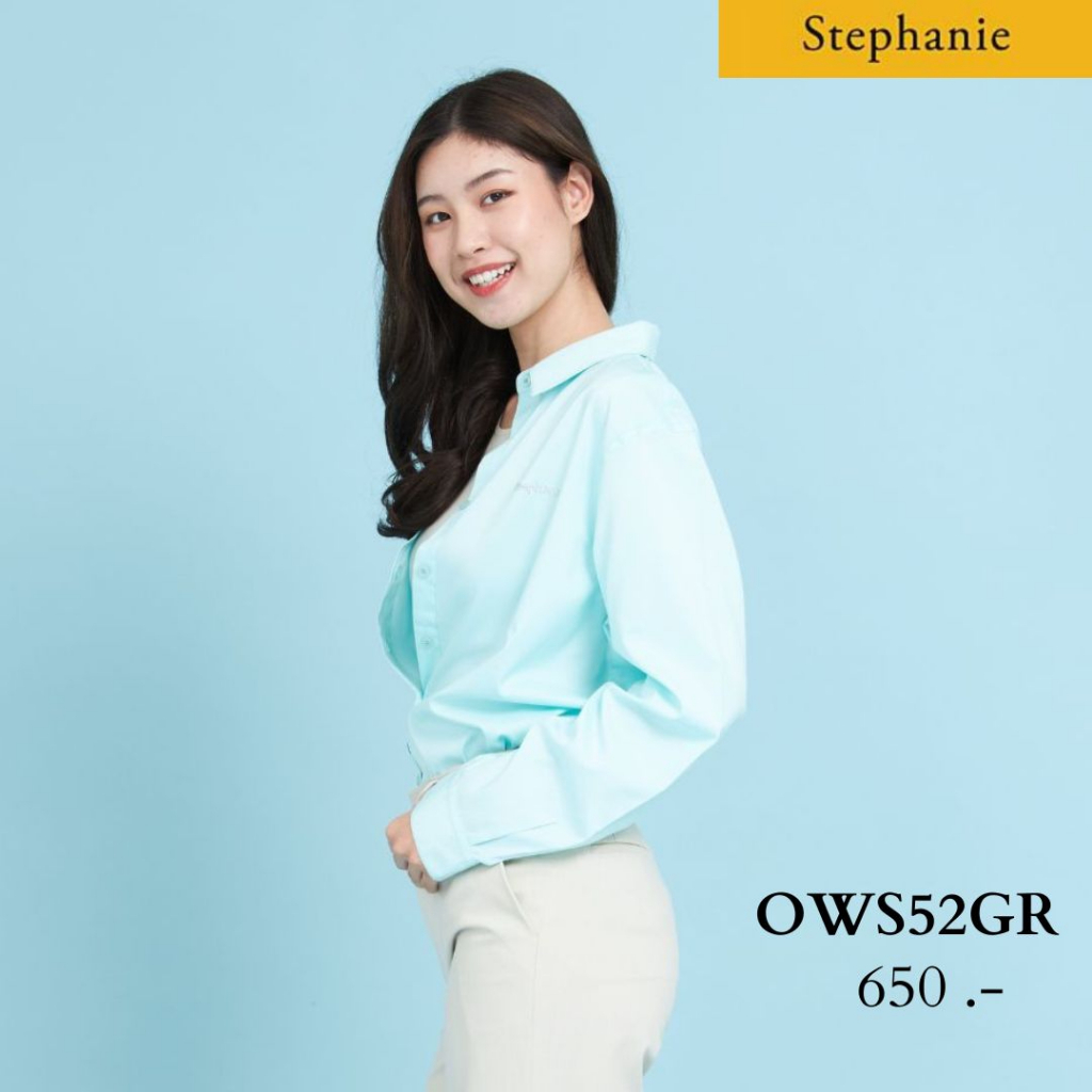 GSP Stephanie เสื้อมีปก แขนยาว สีเขียว (OWS52GR)