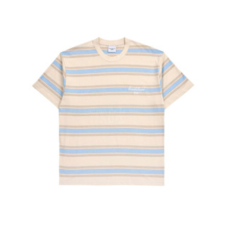 acmé de la vie SCRIPT LOGO STRIPE Short Sleeve T-Shirt (IVORY)