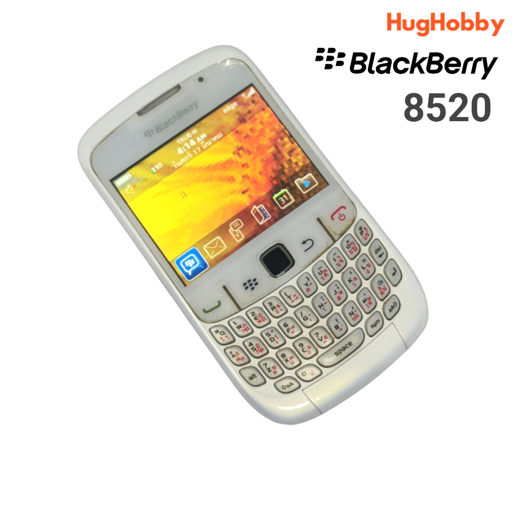 BlackBerry Curve 8520 White เครื่องมือสอง+แบตแท้ ใช้งานได้ (แต่ไม่มีฝาหลัง)