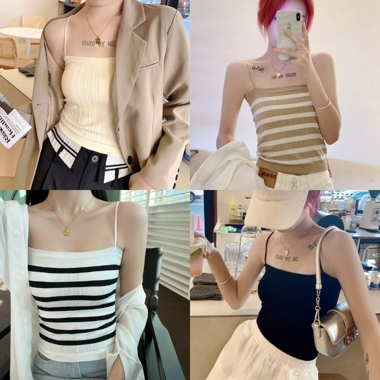 เสื้อสายเดี่ยว แฟชั่น พร้อมส่งจากไทย ทรงสวย มีฟองน้ำในตัว เนื้อผ้านุ่มสวมใส่สบาย