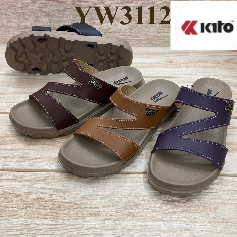 kito YW 3112 รองเท้าแตะสวม (36-39) สีดำ/โกโก้/แทน/มังคุด ยยอ.-