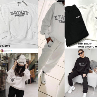 Rotate Sunday airport look sweatshirt แบบ คุณ เป้ย jogging pants สีดำ สีขาว แบรนด์เนม ของแท้ ไปเที่ยว เสื้อกันหนาว