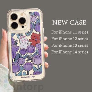 TPU ทิวลิป เคสสำหรับไอโฟน 11/13/14 เคสใส เคสมือถือสุดฮิตใน Case For iPhone 11 Pro Max 12 13 14 XR X XS 7 8Plus SE 7P 8P