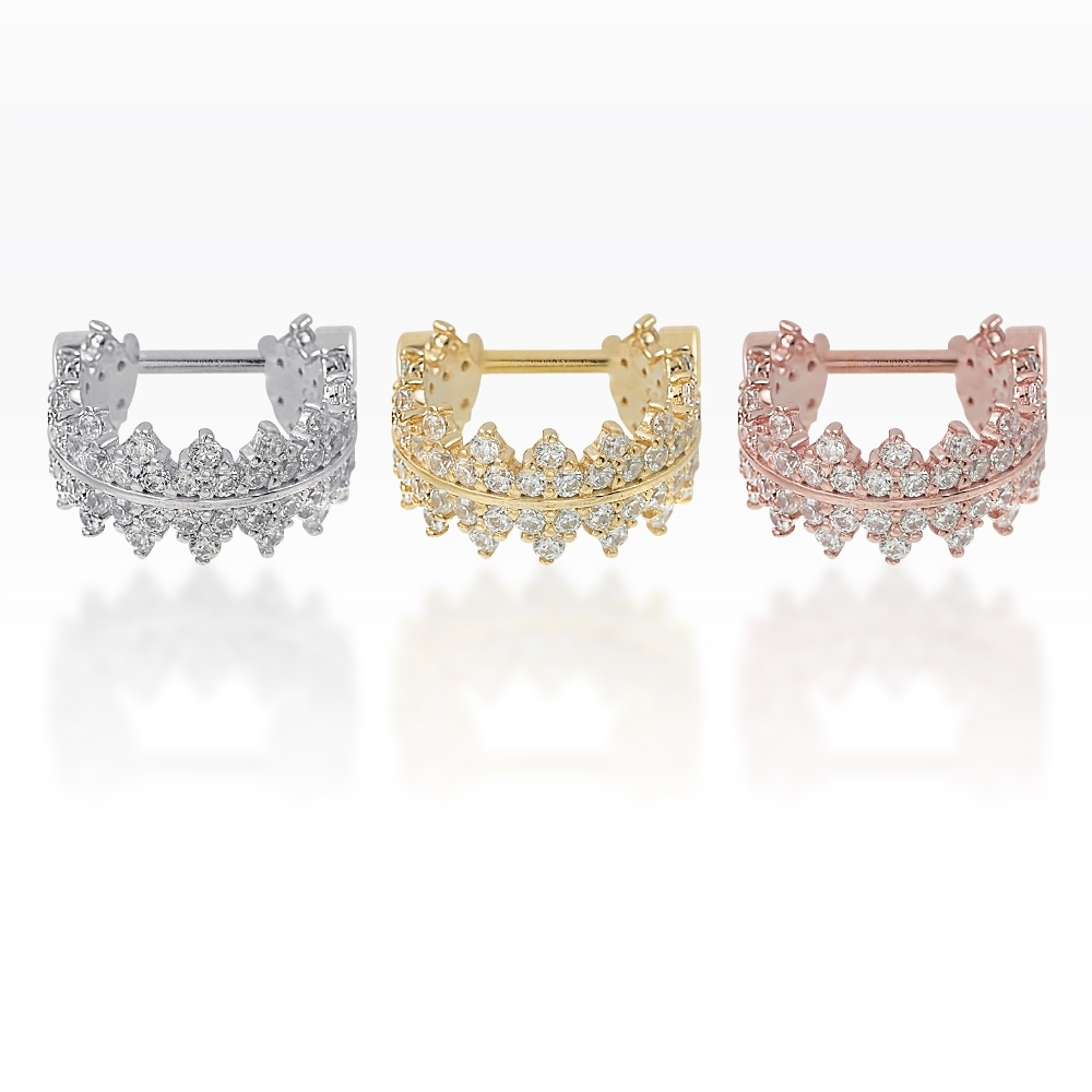 Piercingroom by Jay Cluster Trinity CZ Conch Bar Hoop ห่วง conch เงินแท้ (ราคาต่อชิ้น)