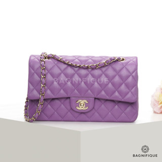 CHANEL CLASSIC 10" PURPLE CAVIAR GHW