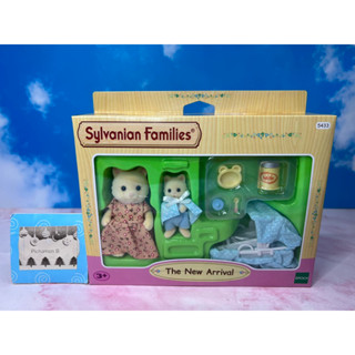 Sylvanian Families The New Arrival Chantilly Cat Sylvanian ซิลวาเนียน แมว แชนทิลลีคู่แม่ลูก เปลโยก เบบี้ ขวดนม มือ1