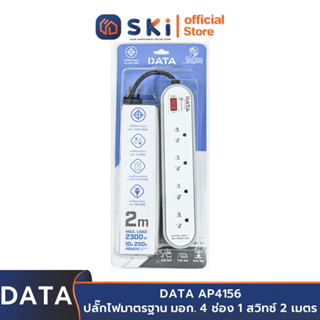 DATA AP4156 ปลั๊กไฟ 4ช่อง 1สวิทช์ 2เมตร สีเทา 10A. 2300w. | SKI OFFICIAL