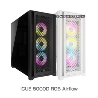 Corsair iCUE 5000D RGB Airflow Mid-Tower Case - 3X AF120 RGB Elite Fans BLACK / WHITE