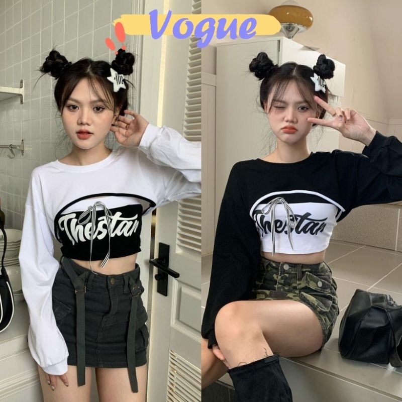 Vogue พร้อมส่ง เสื้อเซ็เสื้อเกาะอก+เสื้อคลุมไหมพรม แนวสตรีทใส่สบายผ้านิ่ม (56092+56092A) -C
