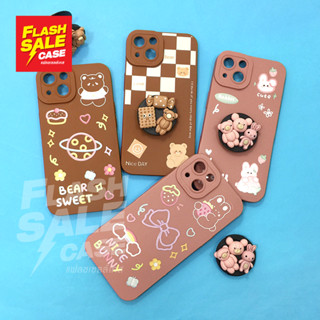 I7+/11/12/13 เคสมือถือนิ่ม TPU กันเลนส์กล้องนูนลายการ์ตูน ฟรี Griptok ติดอะไหล่นูน