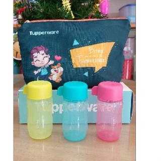 Tupperware ขวดน้ำอีโค่มินิ ความจุ90มล. ฝาเกลียวหมุน ปิดแน่นไม่หกซึม100% (1ใบ)