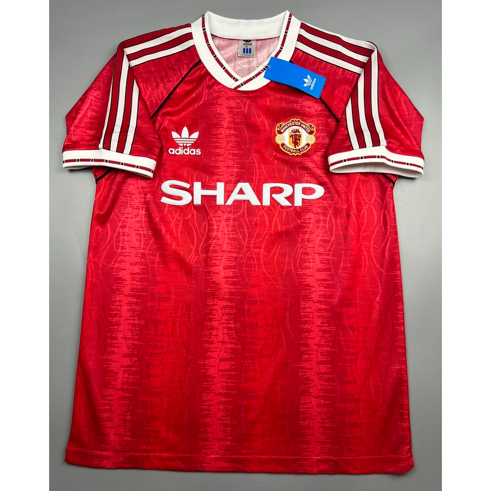 เสื้อบอล ย้อนยุค แมนยู 1988 เหย้า ลายไฟ Retro Manchester United Home  เรโทร คลาสสิค 1988-90