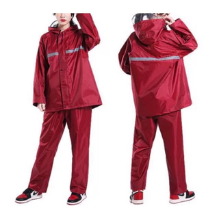 New Alitech ชุดกันฝน เสื้อกันฝน สีกรมท่า มีแถบสะท้อนแสง รุ่น หมวกติดเสื้อ Waterproof Rain Suit