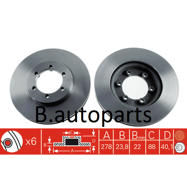 จานเบรคหน้า SSANGYONG KORANDO K5 K9 1988- KJ 1997- MUSSO 1996- REXTON RX230 RX290 2002- 278MM /คู่