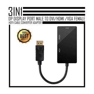 3 In 1 DisplayPort DP To HDMI DVI VGA Adapter 1080P Converter สำหรับ PC โปรเจคเตอร์แล็ปท็อป HDTV