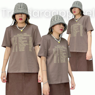 เสื้อยืดเสริมไหล่ สกรีนลาย korea style code:2997น้ำตาล