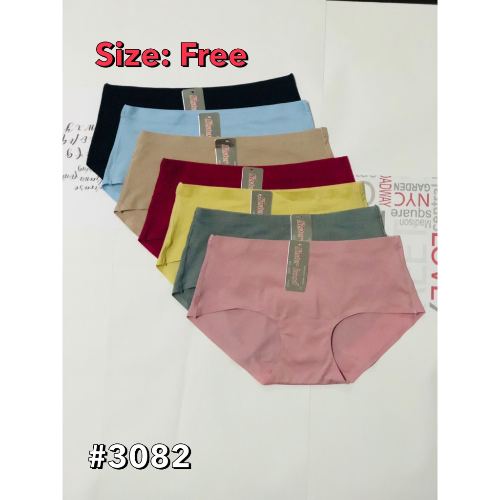 กางเกงใน Sister hood 3082 ผ้าคอตตอน เต็มตัว ใส่สบาย ไร้ขอบ 7 สี ฟรีไซร้ ขอบเอว 11.5 นิ้ว ยาว  ความสู