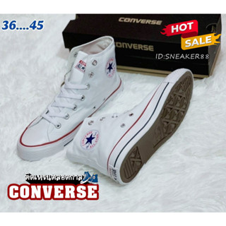 【SALE】👟 รองเท้าแฟชั่น Convers  สีขาว👟ผ้าใบหุ้มข้อ ใส่สบาย รุ่นยอดฮิต  สวย100%
