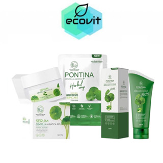 PONTINA Serum เซรั่มใบบัวบก พรทิน่า [30 กรัม] /คลีนซิ่งเจลใบบัวบก [100 ml.] /Herbal Soap สบู่ใบบัวบก[27 กรัม]