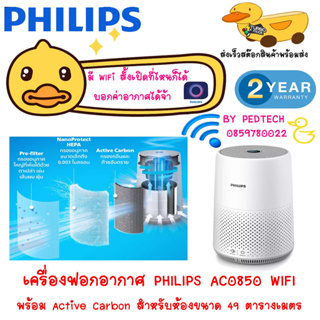 PHILIPS เครื่องฟอกอากาศ PHILIPS รุ่น AC0850/21 สามารถ เชื่อมต่อกับแอป CleanHome+ ผ่าน wifi  กรอง Active Carbon Filter