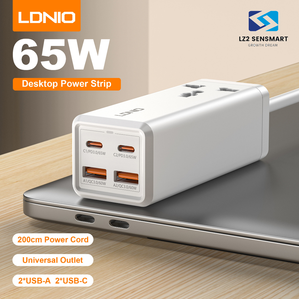 LDNIO SC1418 65W รางปลั๊กไฟ เดสก์ท็อป USB C ที่ชาร์จ สําหรับโทรศัพท์มือถือ แท็บเล็ต ชาร์จเร็ว อะแดปเ