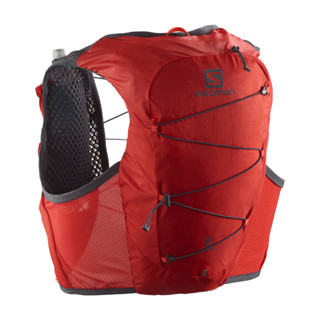 SALOMON ACTIVE SKIN 8 WITH FLASKS FIERY RED/EBONY - กระเป๋า กระเป๋าใส่น้ำ สำหรับวิ่งเทรล ความจุ 12 ลิตร UNISEX