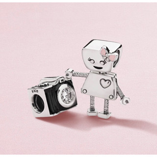 Pandora camera silver charm with black enamel and cubic zirconia แท้100% ชาร์มกล้องถ่สยรูป หายากมากค่ะ