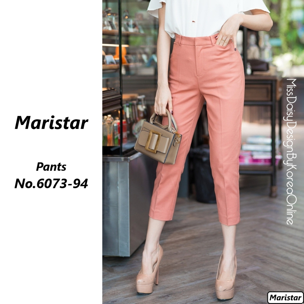 #Maristar กางเกงขายาว 7 ส่วน No.6073 ผ้า Spandex เนื้อผ้าผ่านการฟอก​ ยืดหยุ่น​ได้และให้ความนุ่มนวลสบายมาก
